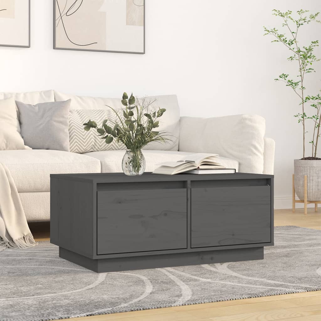 Table basse Gris 80x50x35 cm Bois massif de pin - Tables basses