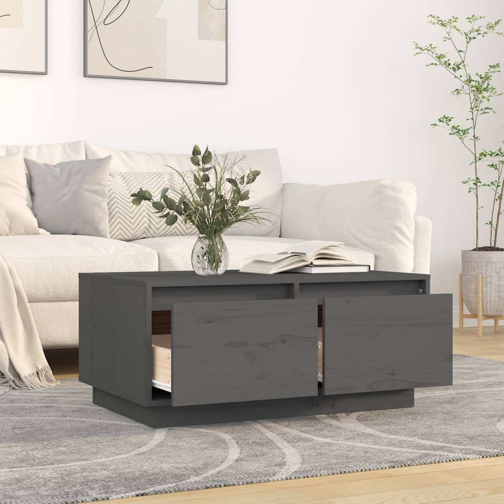 Table basse Gris 80x50x35 cm Bois massif de pin - Tables basses