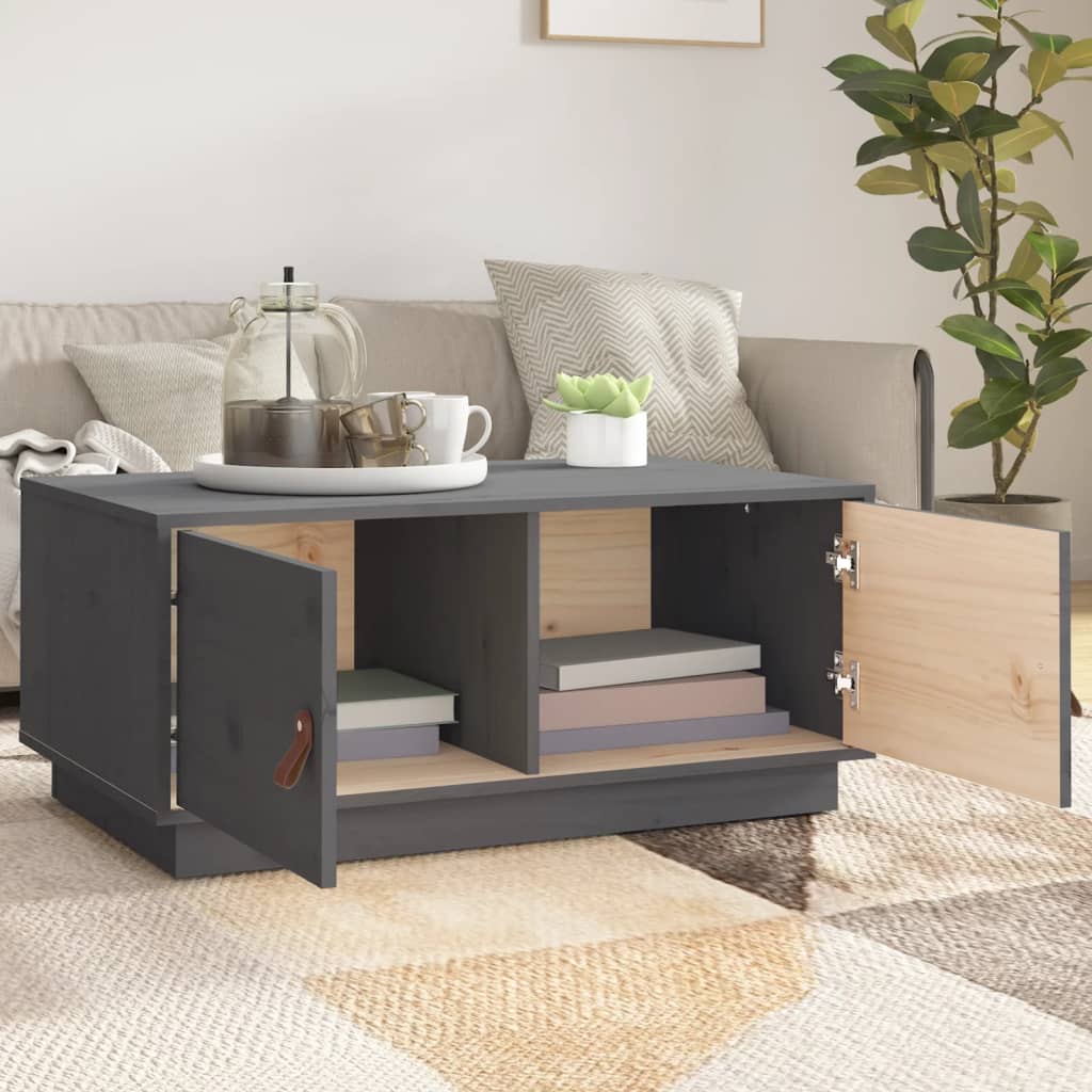 Table basse Gris 80x50x35 cm Bois massif de pin - Tables basses