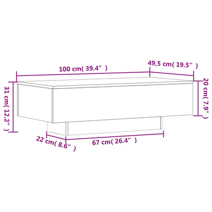 Table basse gris béton 100x49,5x31 cm bois d’ingénierie - Tables basses