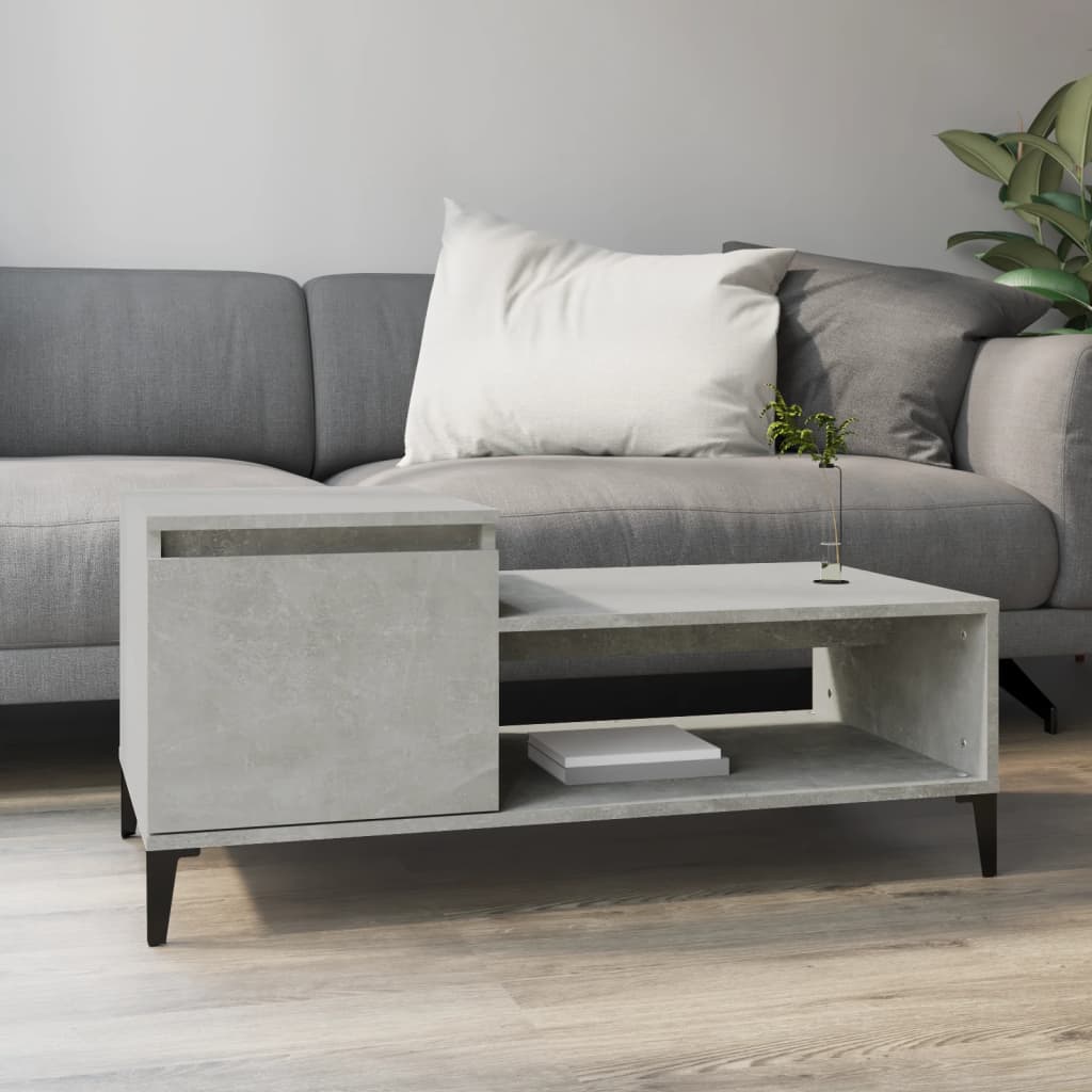 Table basse Gris béton 100x50x45 cm Bois d’ingénierie - Tables basses