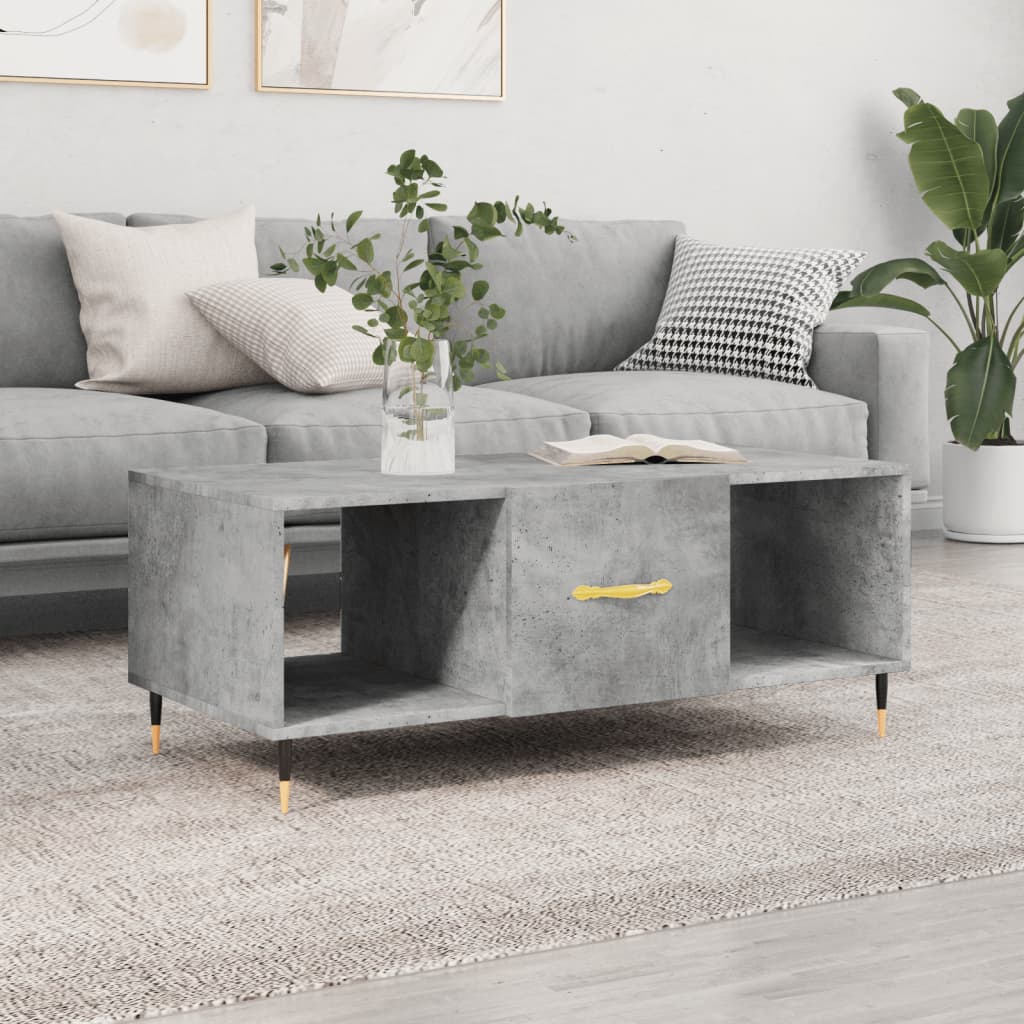 Table basse gris béton 102x50x40 cm bois d’ingénierie - Tables basses