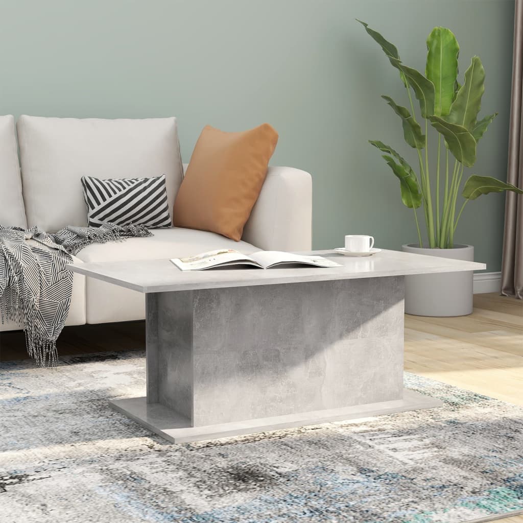 Table basse gris béton 102x55,5x40 cm bois d’ingénierie - Tables basses