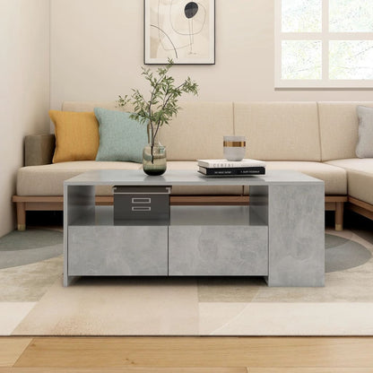 Table basse gris béton 102x55x42 cm bois d’ingénierie - Tables basses