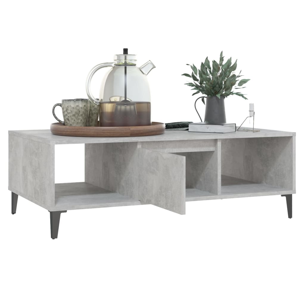 Table basse gris béton 103,5x60x35 cm bois d’ingénierie - Tables basses