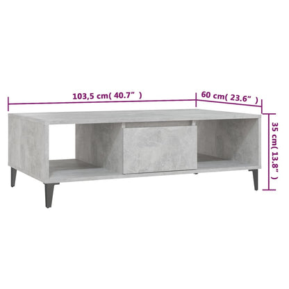 Table basse gris béton 103,5x60x35 cm bois d’ingénierie - Tables basses