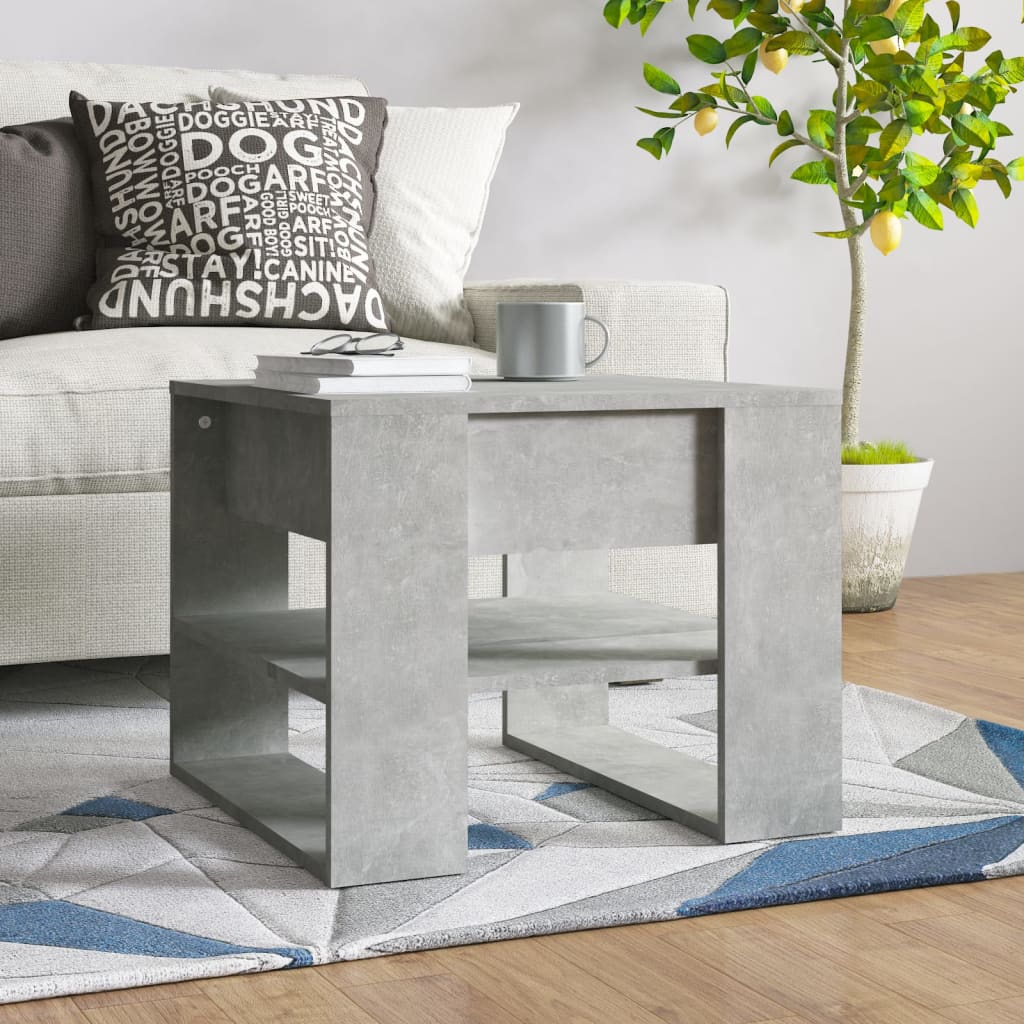 Table basse gris béton 55,5x55x45 cm bois d’ingénierie - Tables basses