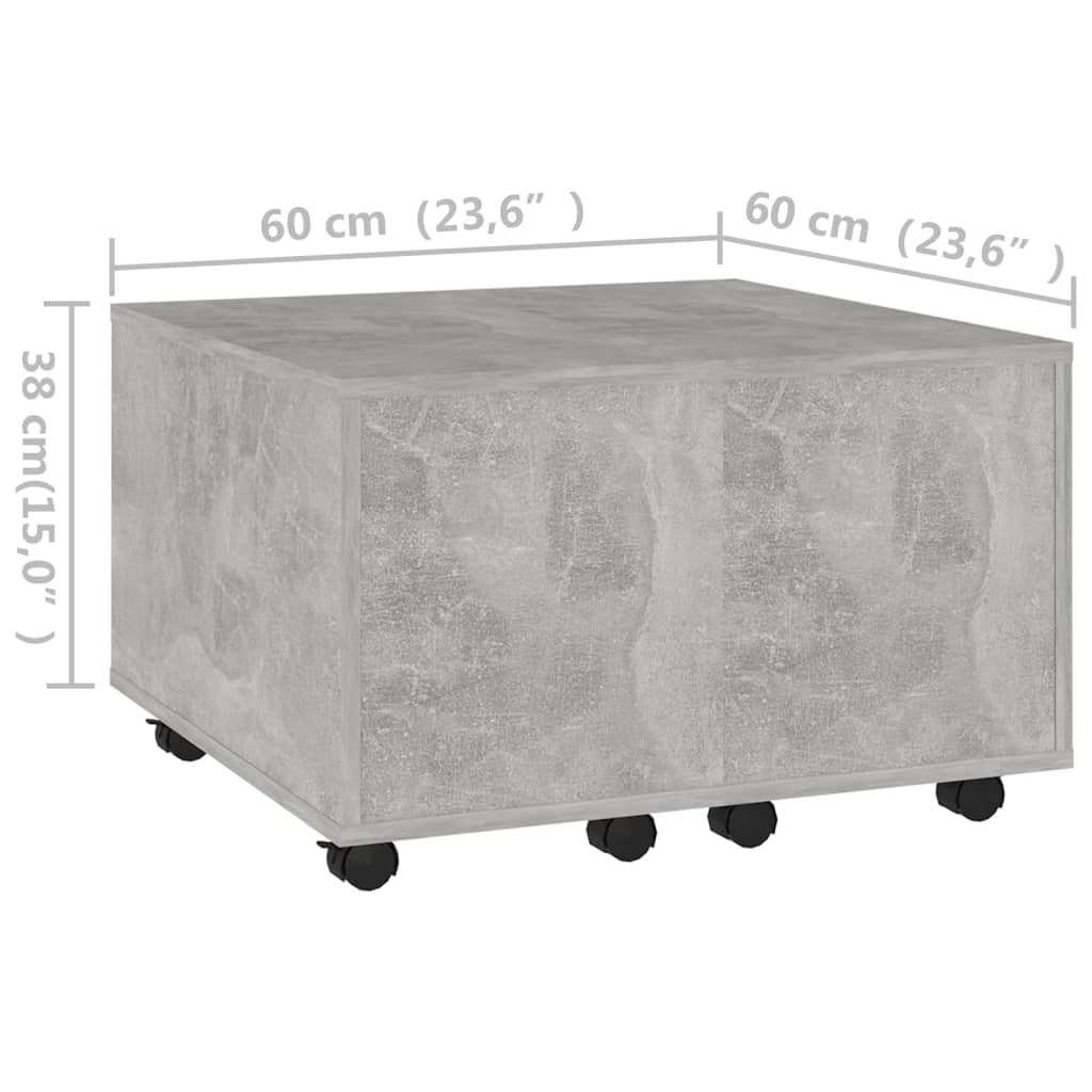 Table basse gris béton 60x60x38 cm bois d’ingénierie - Tables basses
