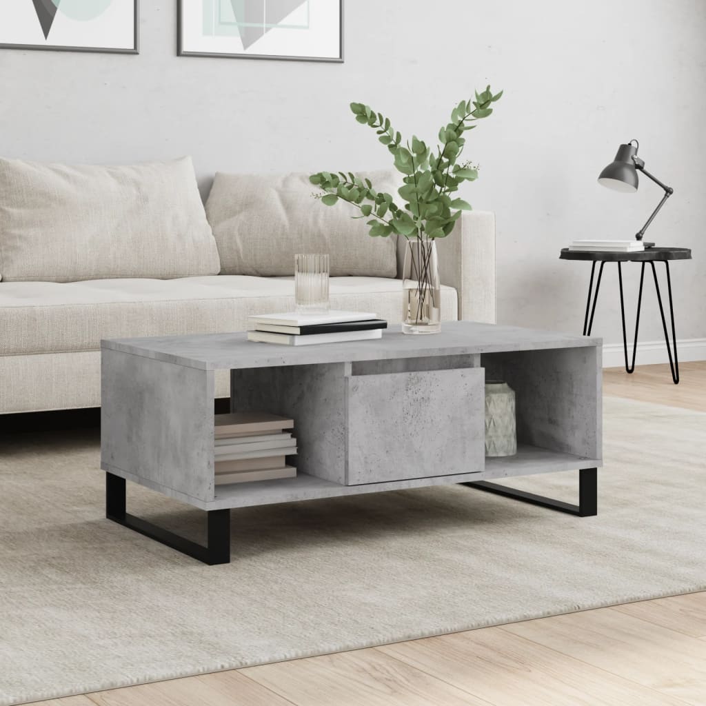 Table basse Gris béton 90x50x36,5 cm Bois d’ingénierie - Tables basses