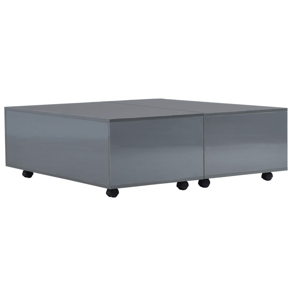 Table basse Gris brillant 100x100x35 cm - Tables basses