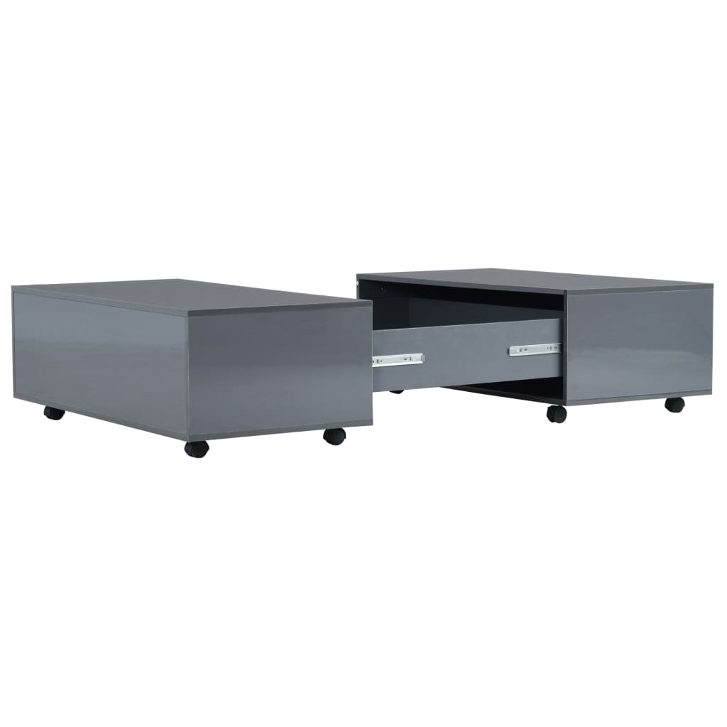 Table basse Gris brillant 100x100x35 cm - Tables basses