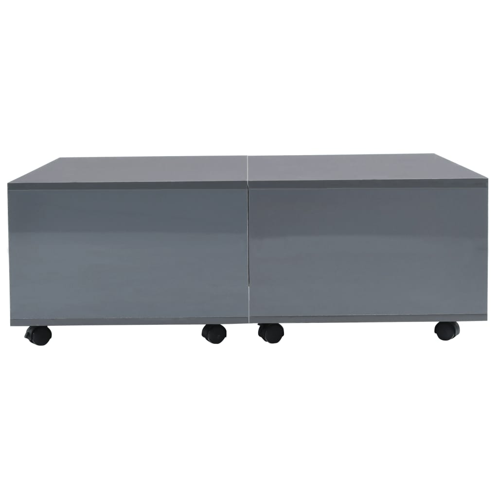 Table basse Gris brillant 100x100x35 cm - Tables basses