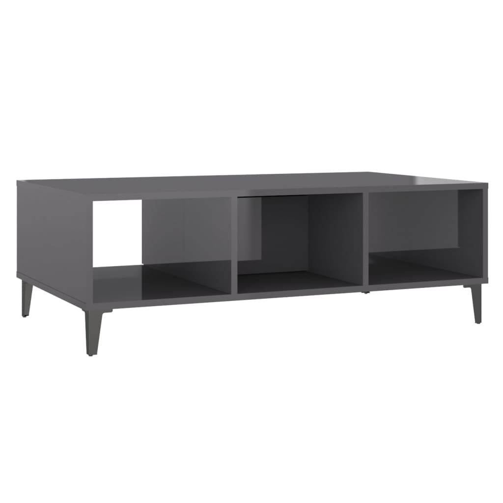 Table basse gris brillant 103,5x60x35 cm bois d’ingénierie - Tables basses