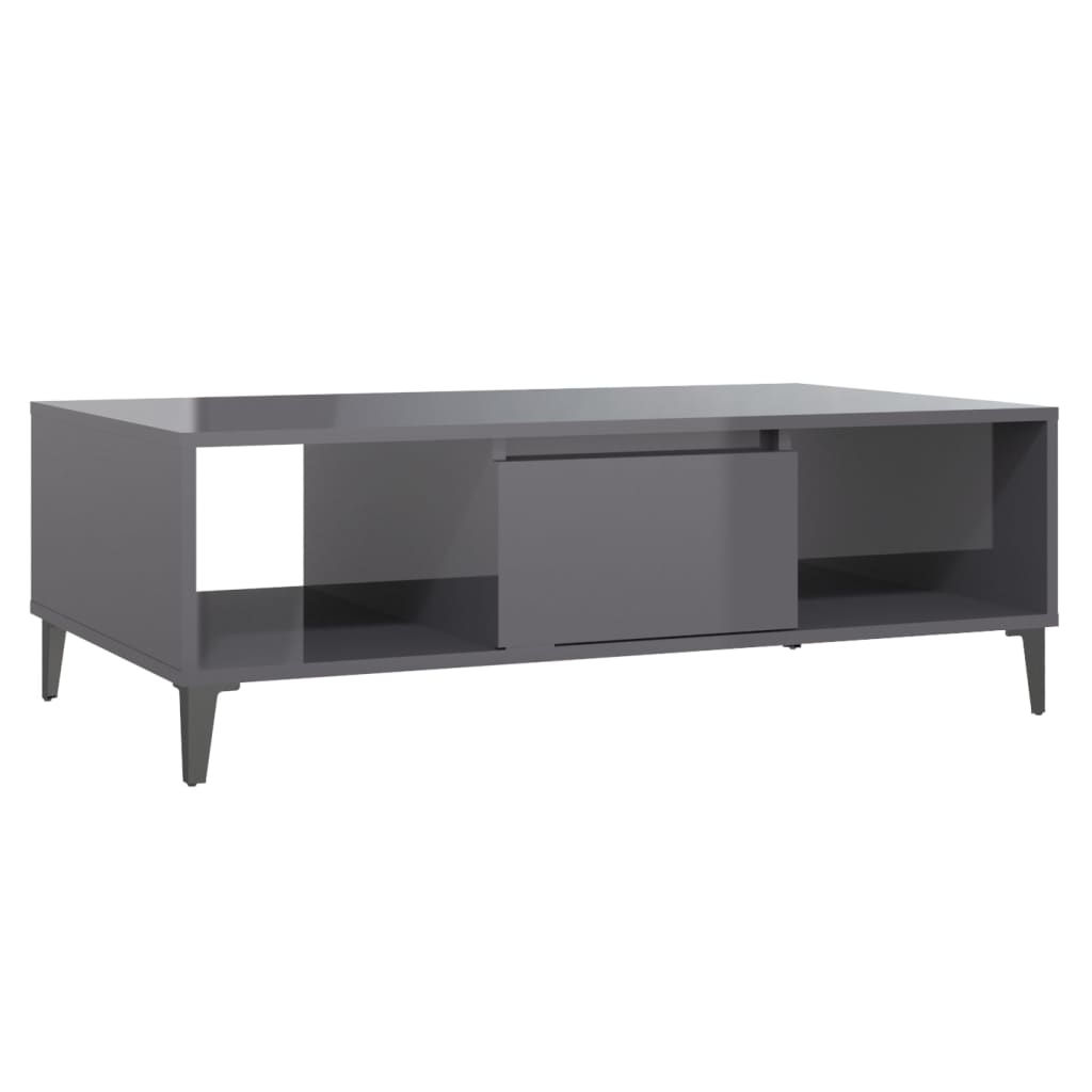 Table basse gris brillant 103,5x60x35 cm bois d’ingénierie - Tables basses