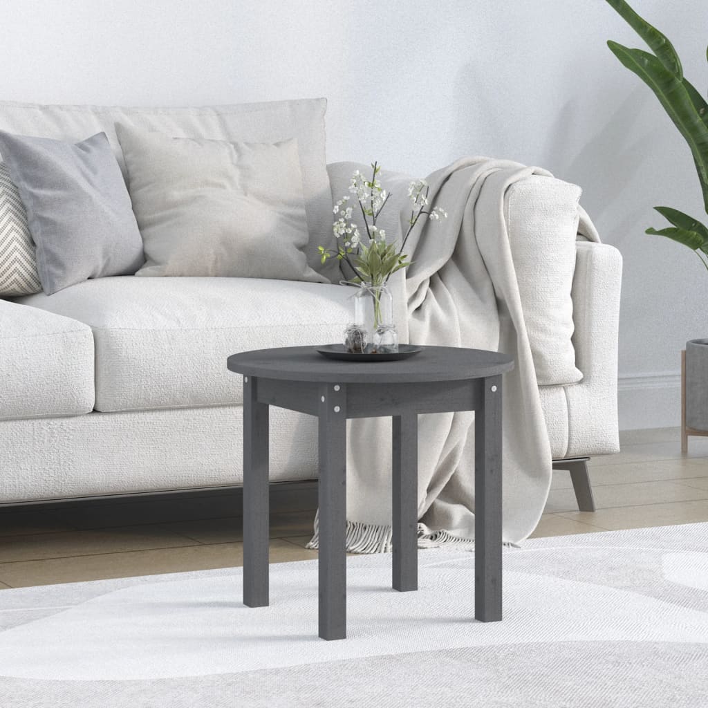 Table basse Gris Ø 45x40 cm Bois massif de pin - Tables basses