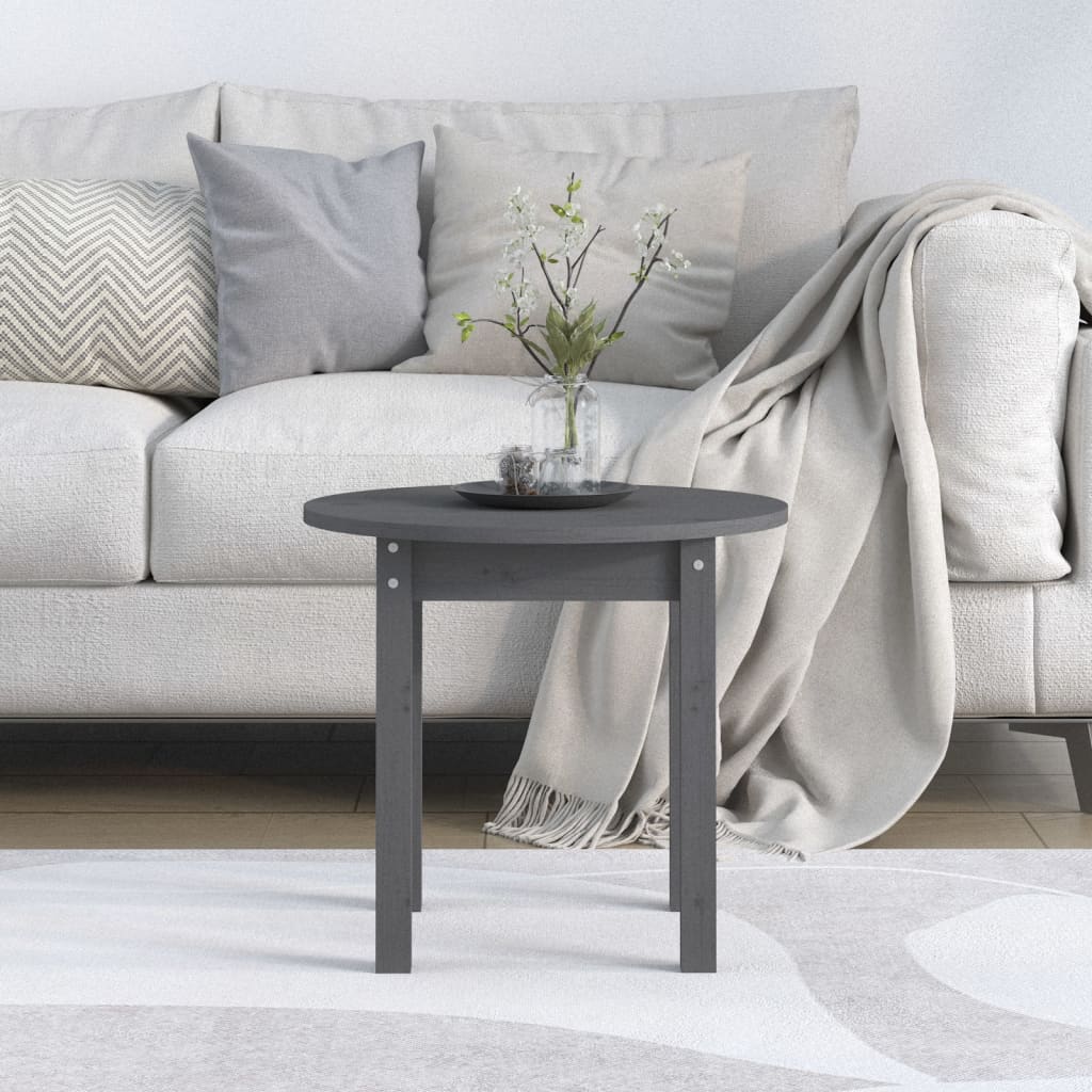 Table basse Gris Ø 45x40 cm Bois massif de pin - Tables basses