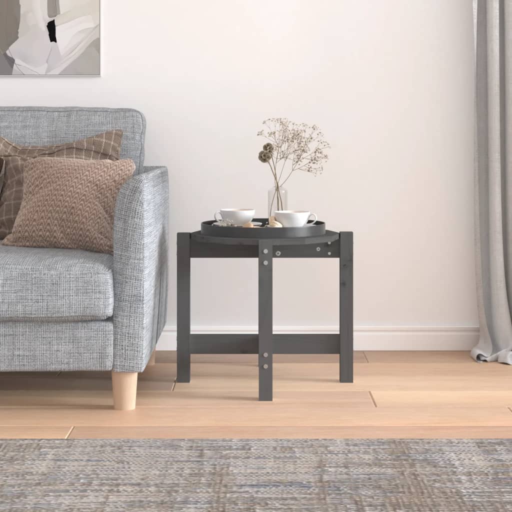 Table basse Gris Ø 52,5x45 cm Bois massif de pin - Tables basses