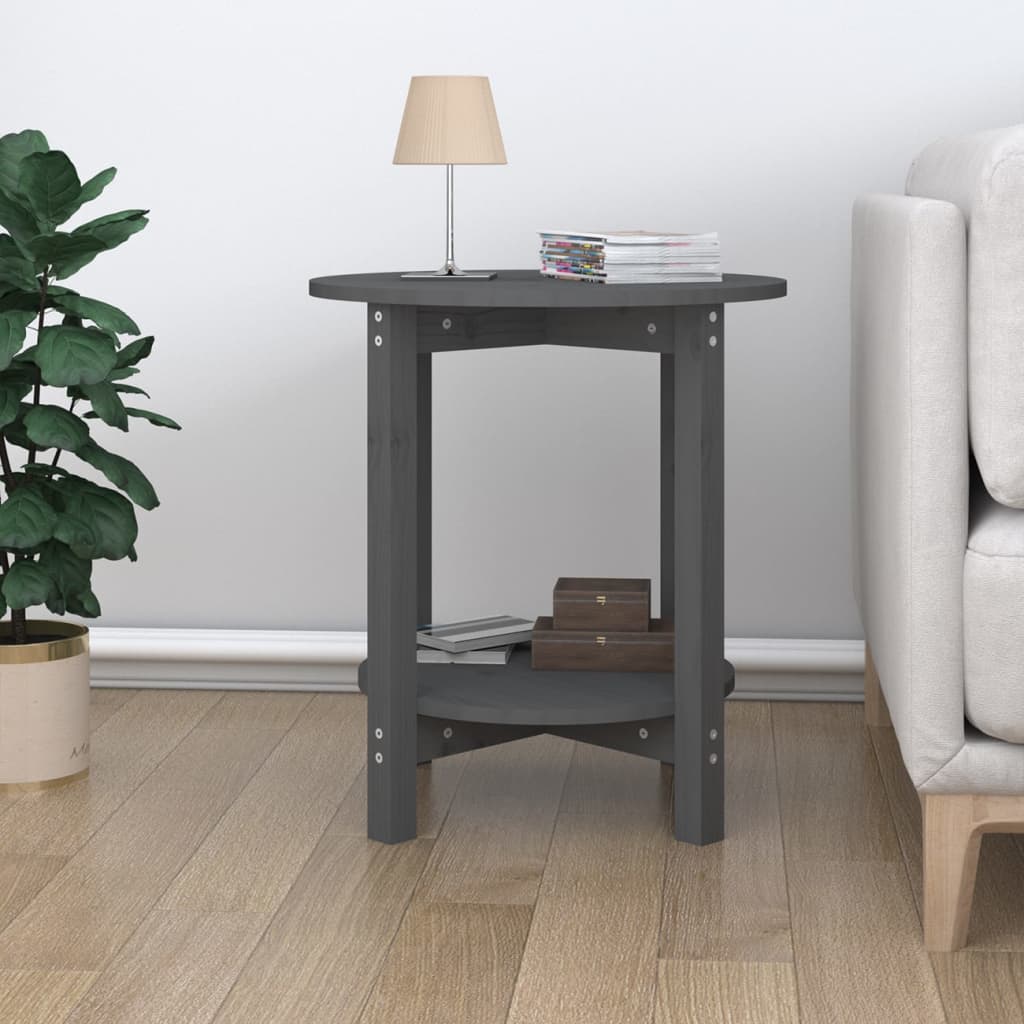 Table basse Gris Ø 55x60 cm Bois massif de pin - Tables basses