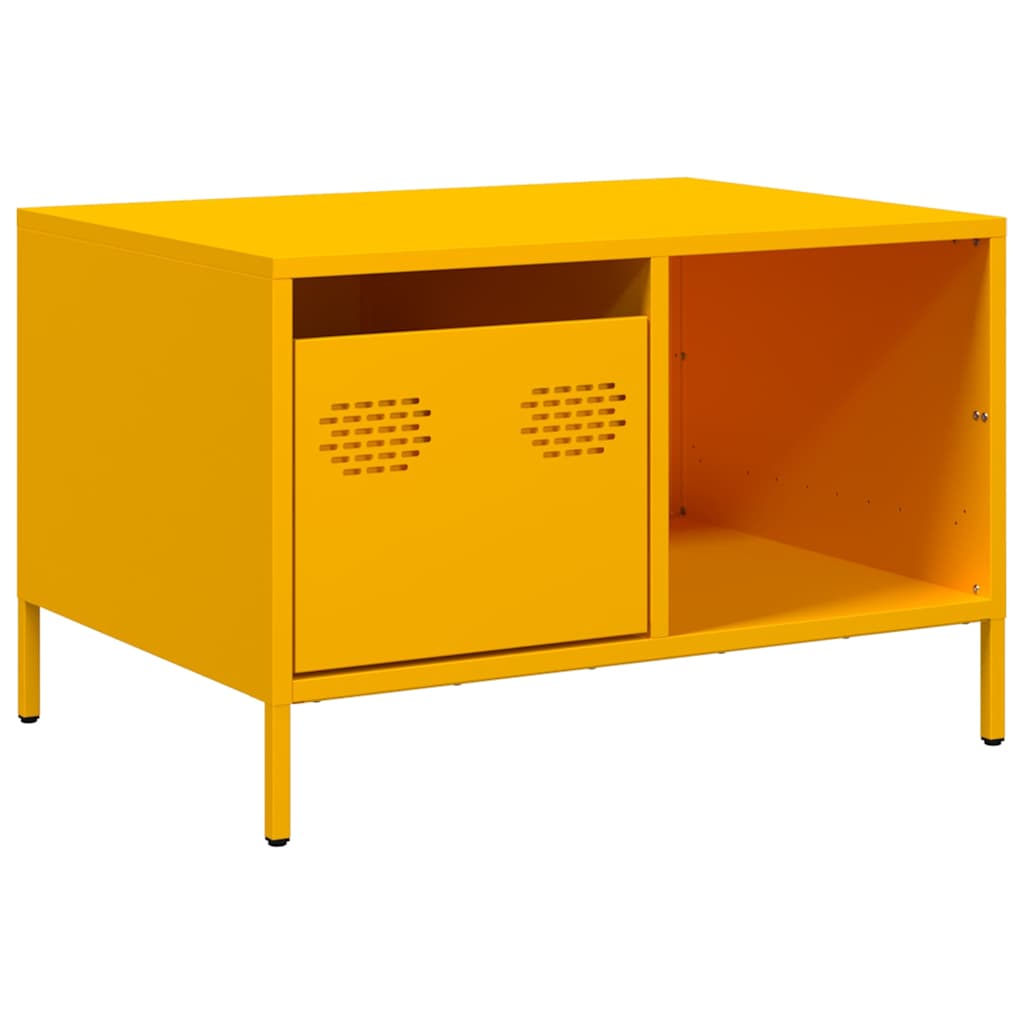 Table basse jaune moutarde 68,5x50x43,5 cm acier laminé à froid - Tables basses