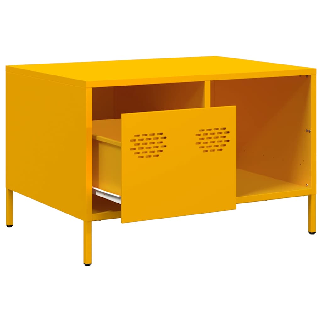 Table basse jaune moutarde 68,5x50x43,5 cm acier laminé à froid - Tables basses