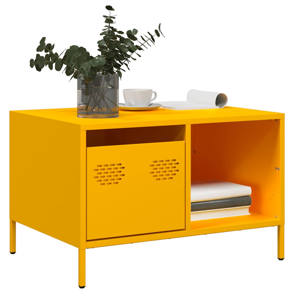 Table basse jaune moutarde 68,5x50x43,5 cm acier laminé à froid - Tables basses