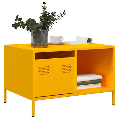 Table basse jaune moutarde 68,5x50x43,5 cm acier laminé à froid - Tables basses