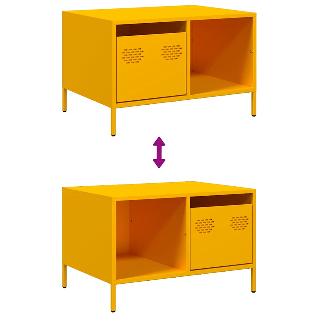 Table basse jaune moutarde 68,5x50x43,5 cm acier laminé à froid - Tables basses