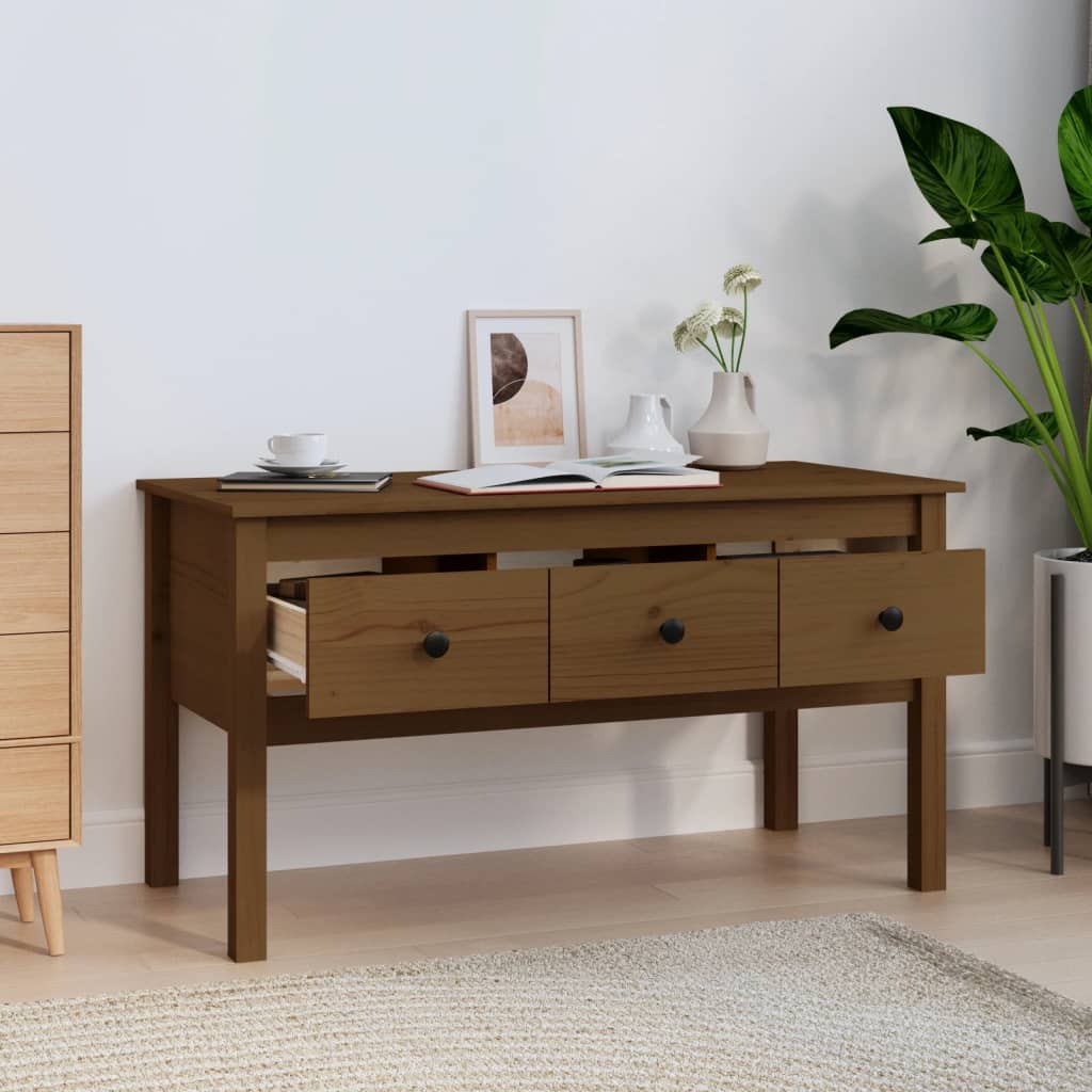 Table basse Marron miel 102x49x55 cm Bois massif de pin - Tables basses