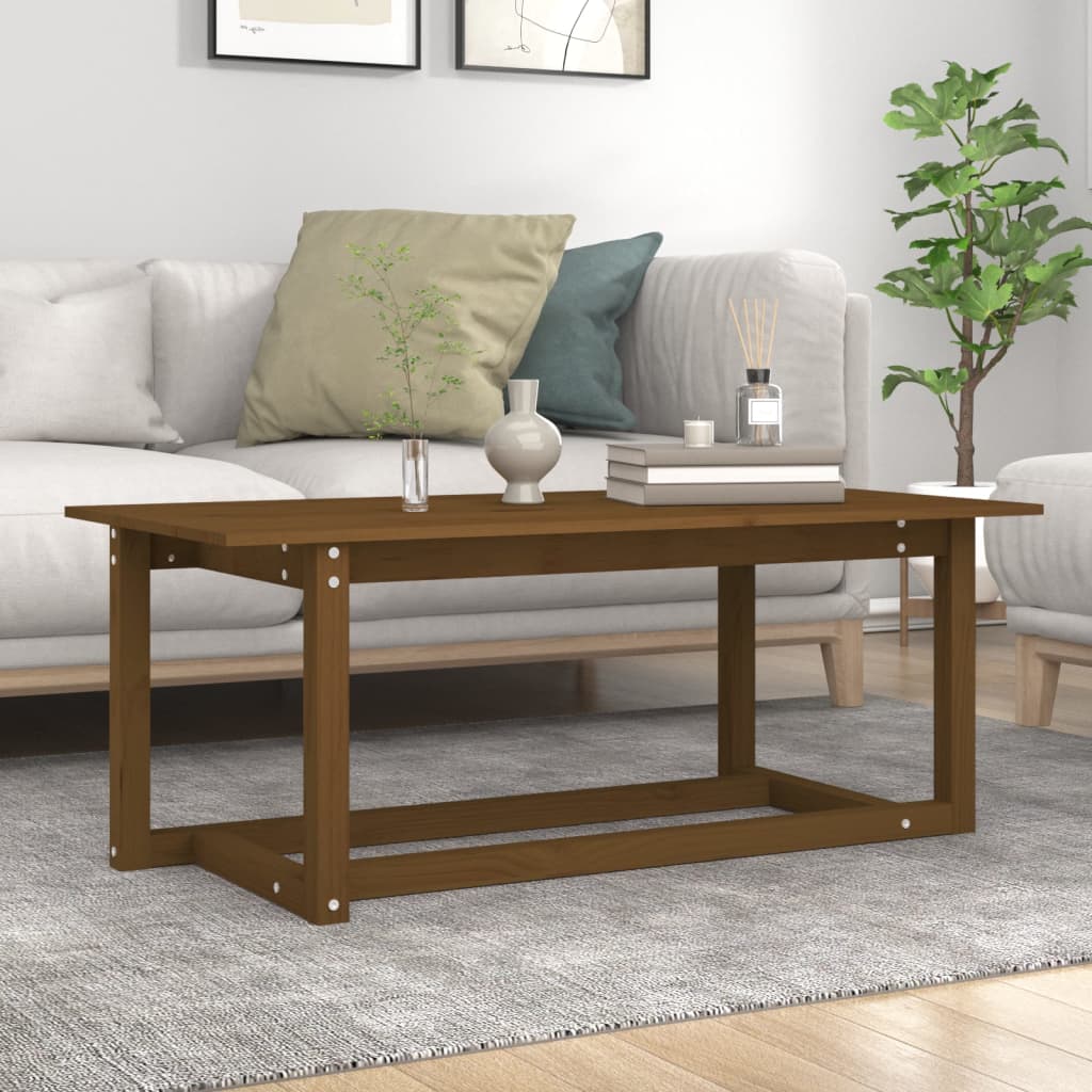 Table basse Marron miel 110x55x45 cm Bois massif de pin - Tables basses