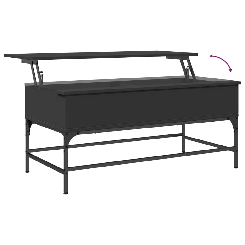 Table basse noir 100x50x45 cm bois d’ingénierie et métal - Tables basses