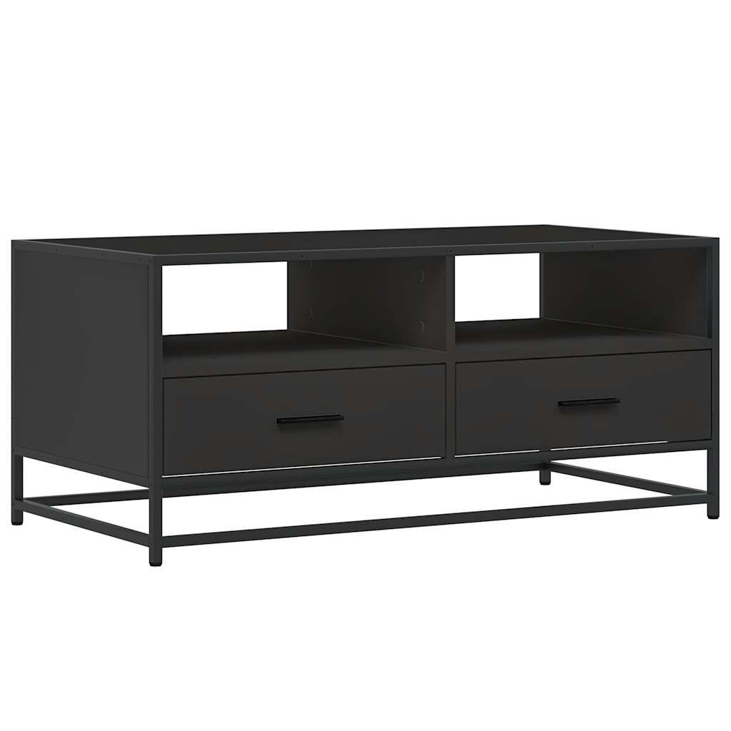 Table basse noir 100x50x45 cm bois d’ingénierie et métal - Tables basses