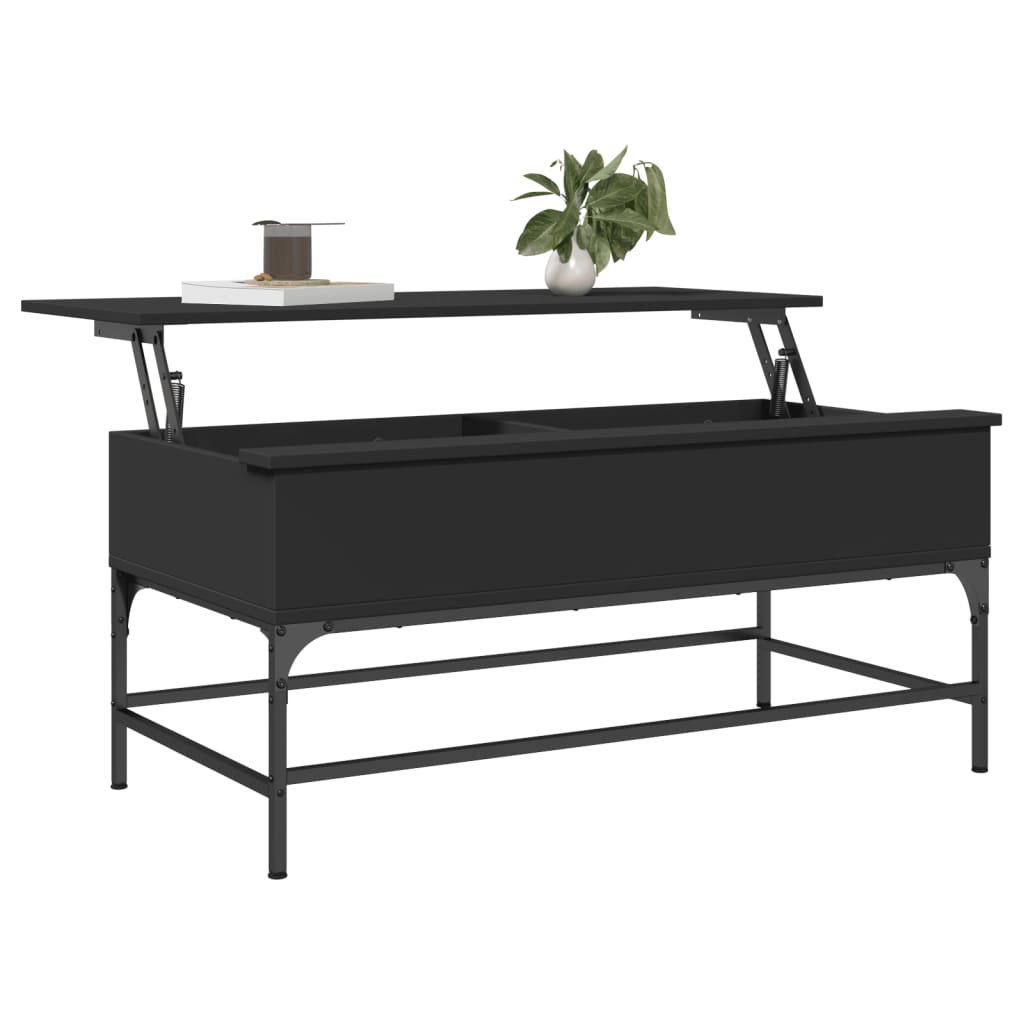Table basse noir 100x50x45 cm bois d’ingénierie et métal - Tables basses