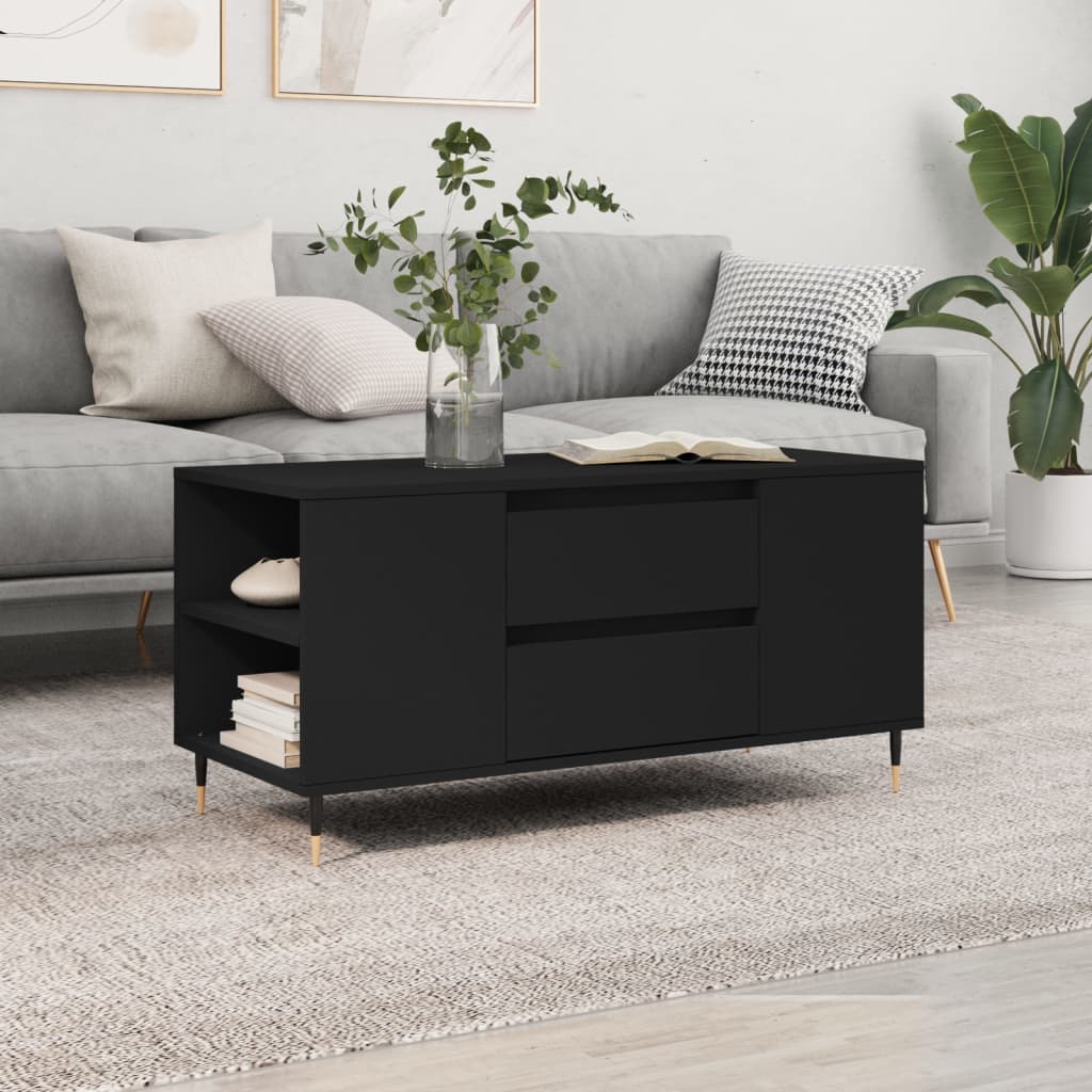 Table basse noir 102x44,5x50 cm bois d’ingénierie - Tables basses