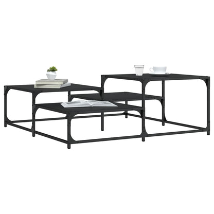 Table basse noir 107x107x40 cm bois d’ingénierie - Tables basses