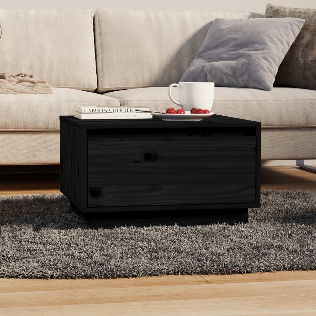 Table basse Noir 55x56x32 cm Bois massif de pin - Tables basses