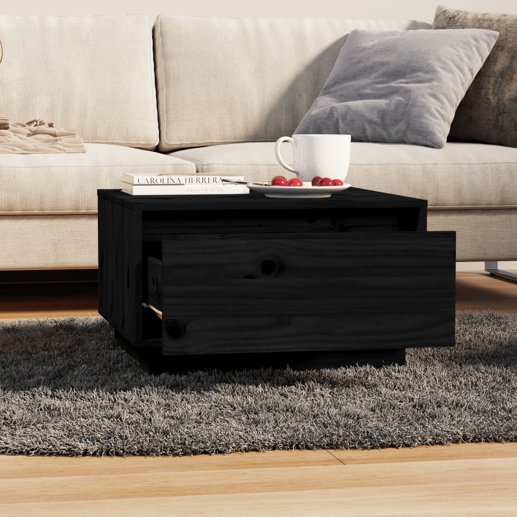 Table basse Noir 55x56x32 cm Bois massif de pin - Tables basses