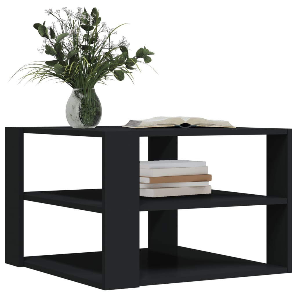 Table basse noir 59,5x59,5x40 cm bois d’ingénierie - Tables basses