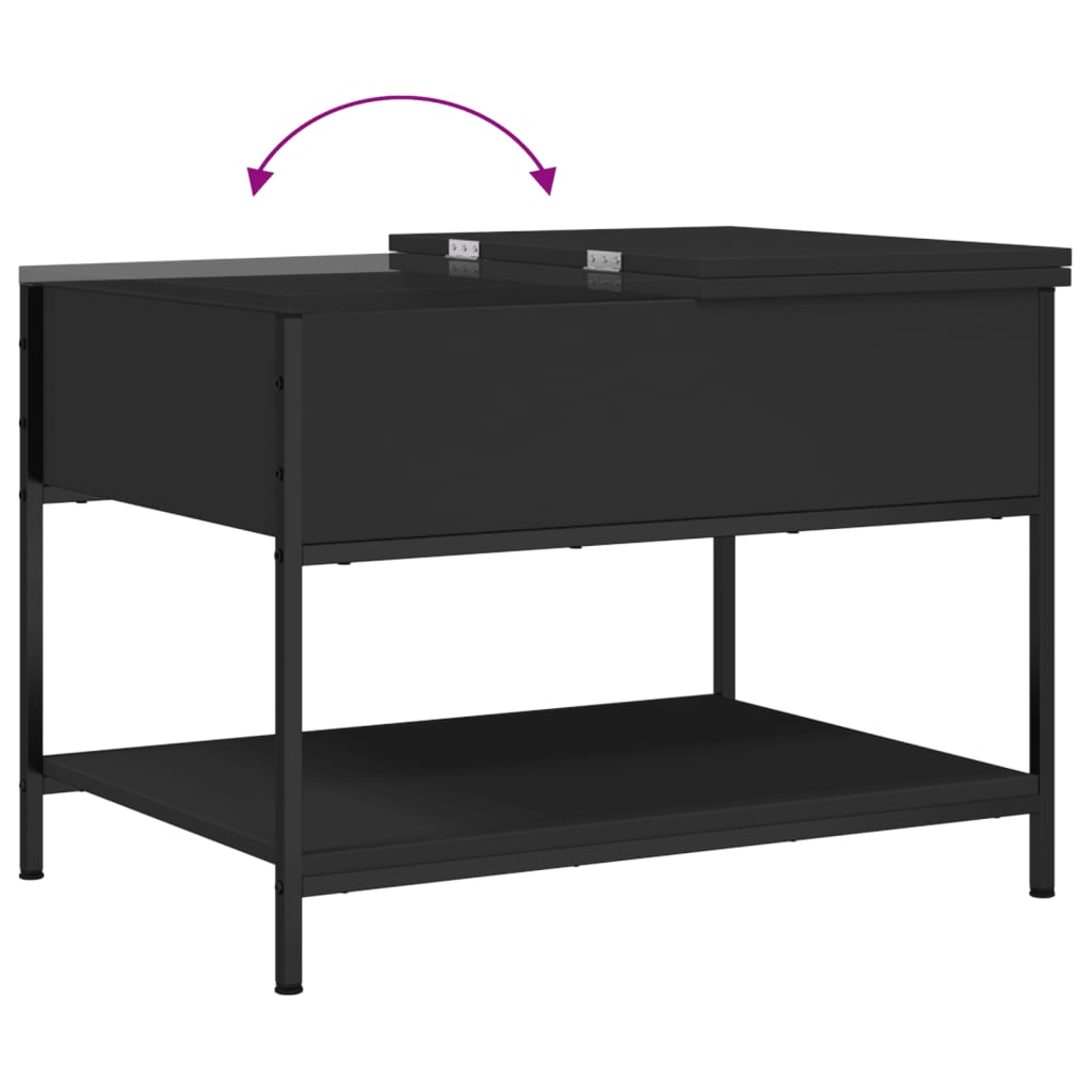 Table basse noir 70x50x50 cm bois d’ingénierie et métal - Tables basses