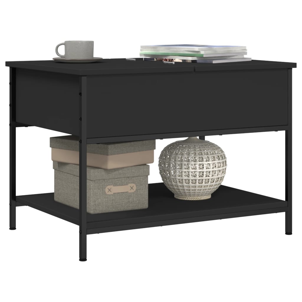 Table basse noir 70x50x50 cm bois d’ingénierie et métal - Tables basses