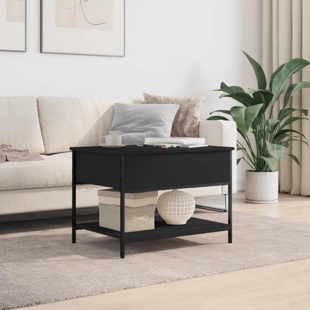 Table basse noir 70x50x50 cm bois d’ingénierie et métal - Tables basses