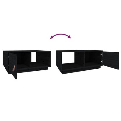 Table basse Noir 80x50x35,5 cm Bois massif de pin - Tables basses