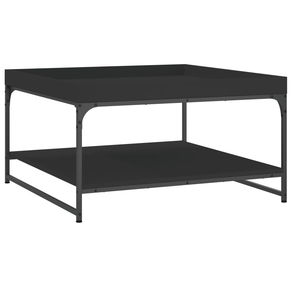 Table basse noir 80x80x45 cm bois d’ingénierie et fer - Tables basses