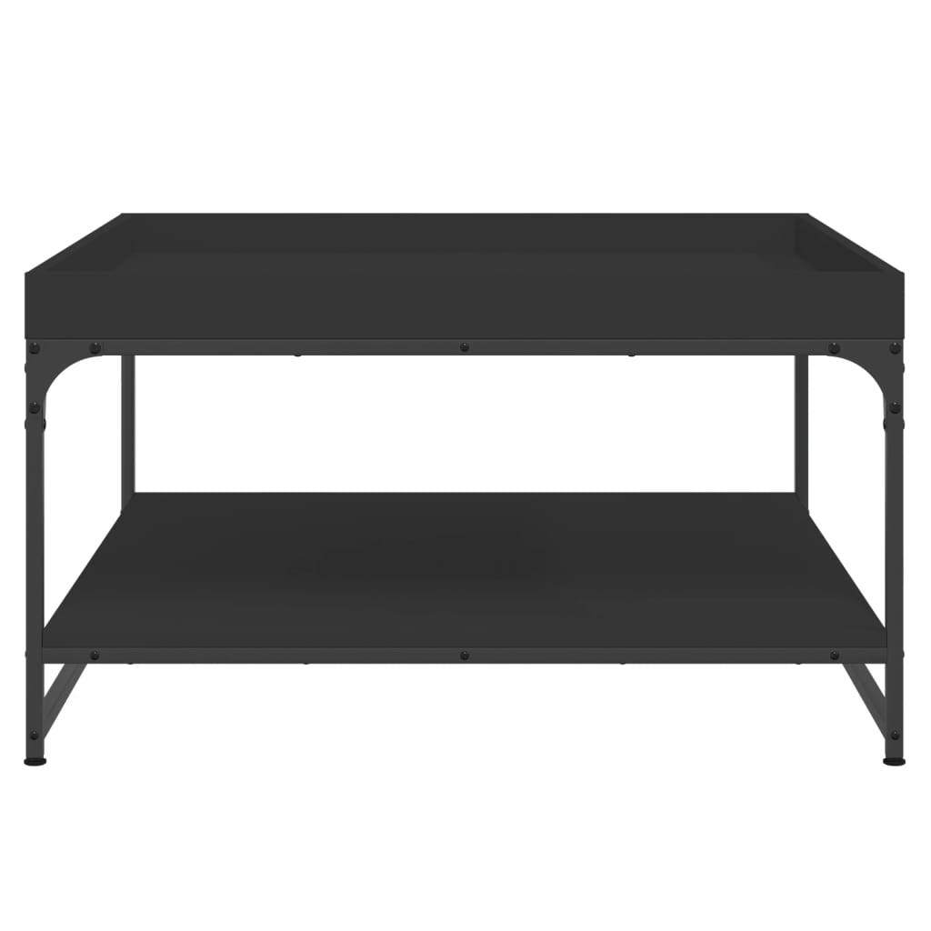 Table basse noir 80x80x45 cm bois d’ingénierie et fer - Tables basses