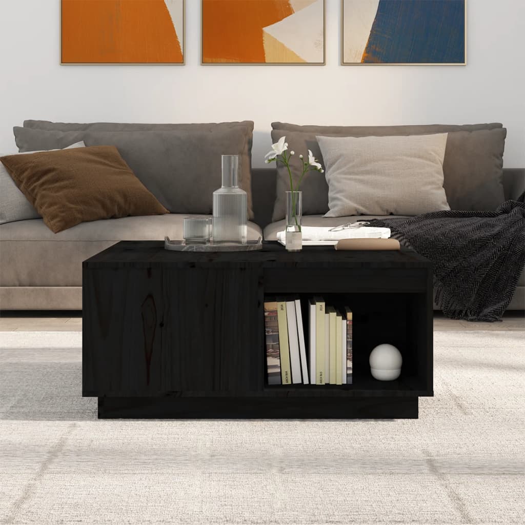 Table basse Noir 80x81x36,5 cm Bois massif de pin - Tables basses