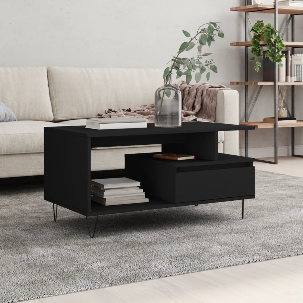 Table basse Noir 90x49x45 cm Bois d’ingénierie - Tables basses