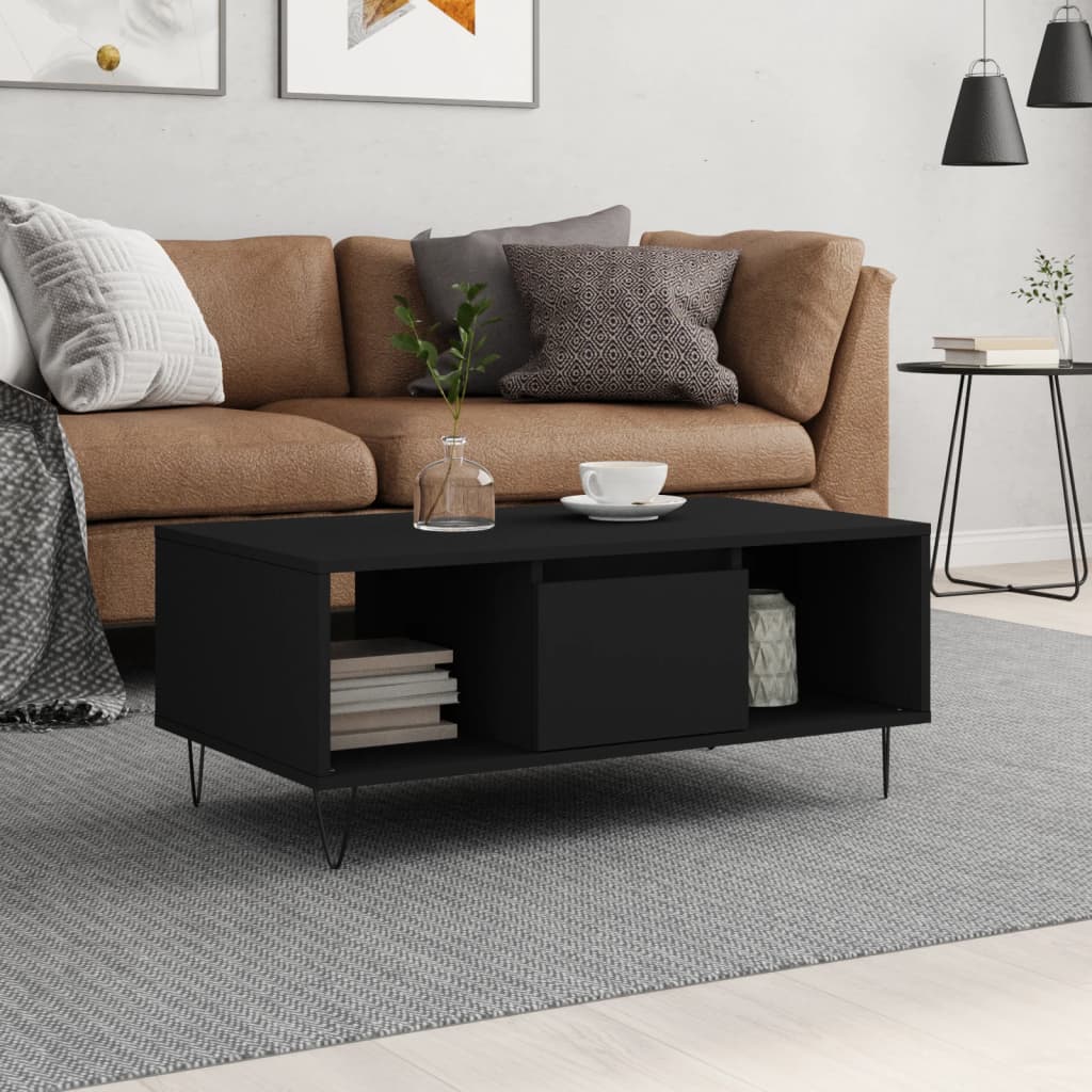 Table basse Noir 90x50x36,5 cm Bois d’ingénierie - Tables basses