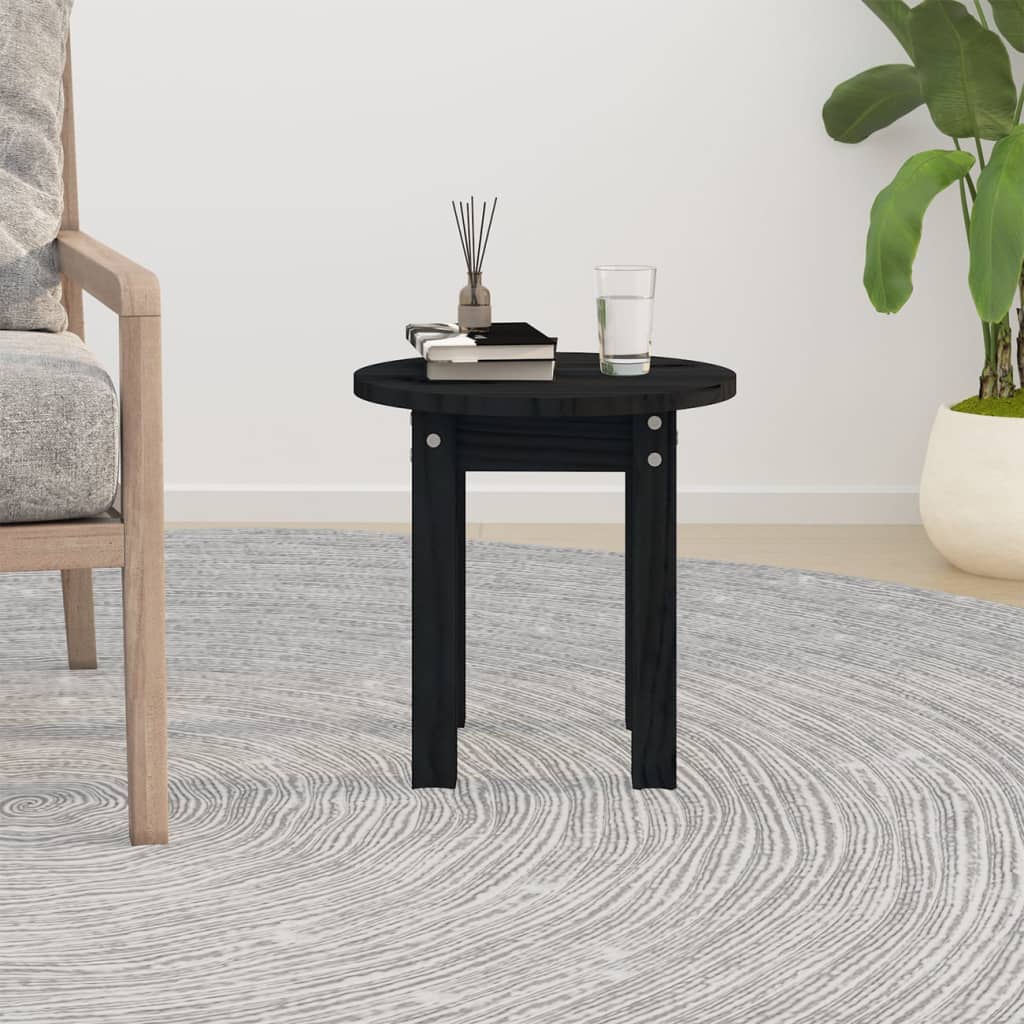 Table basse Noir Ø 35x35 cm Bois massif de pin - Tables basses
