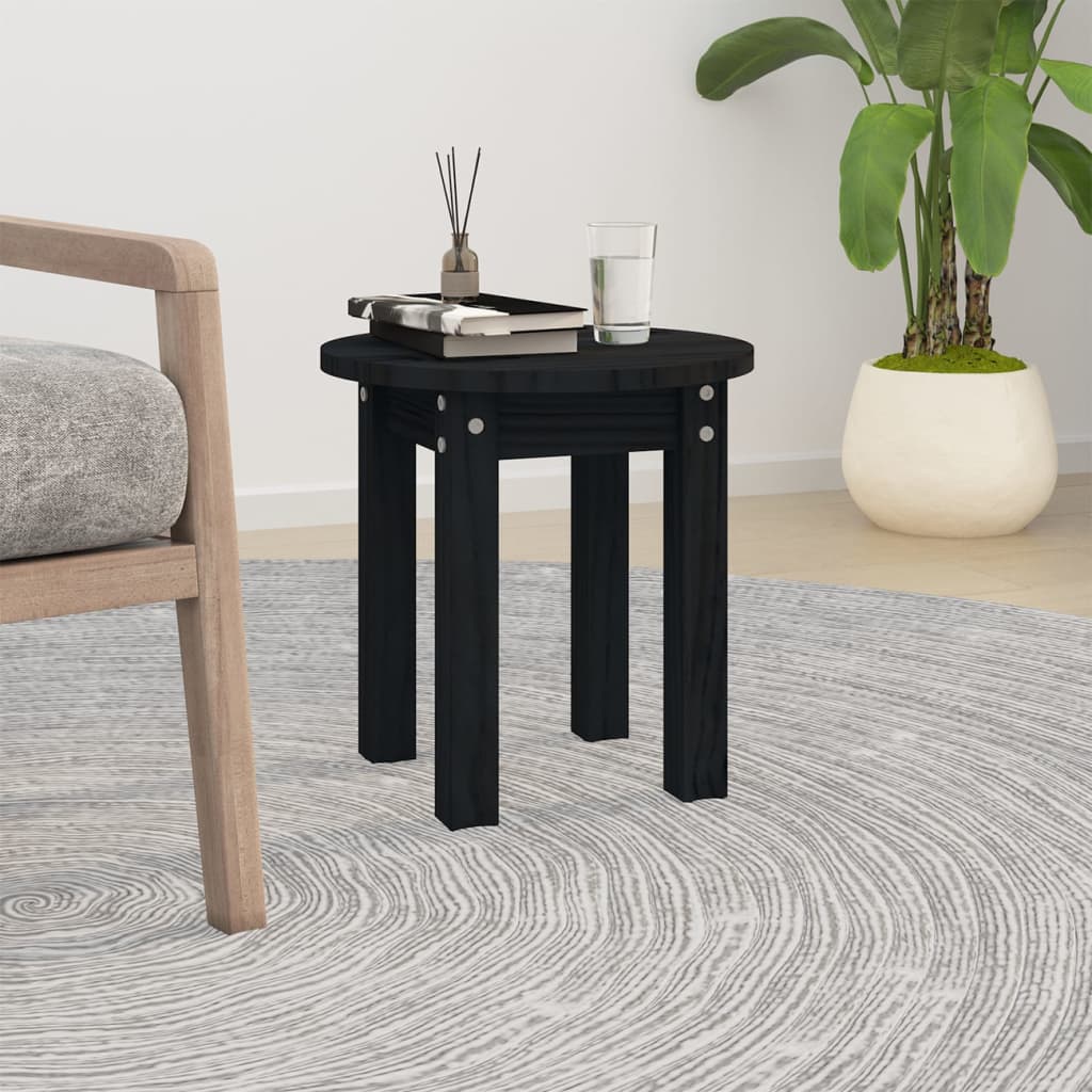 Table basse Noir Ø 35x35 cm Bois massif de pin - Tables basses