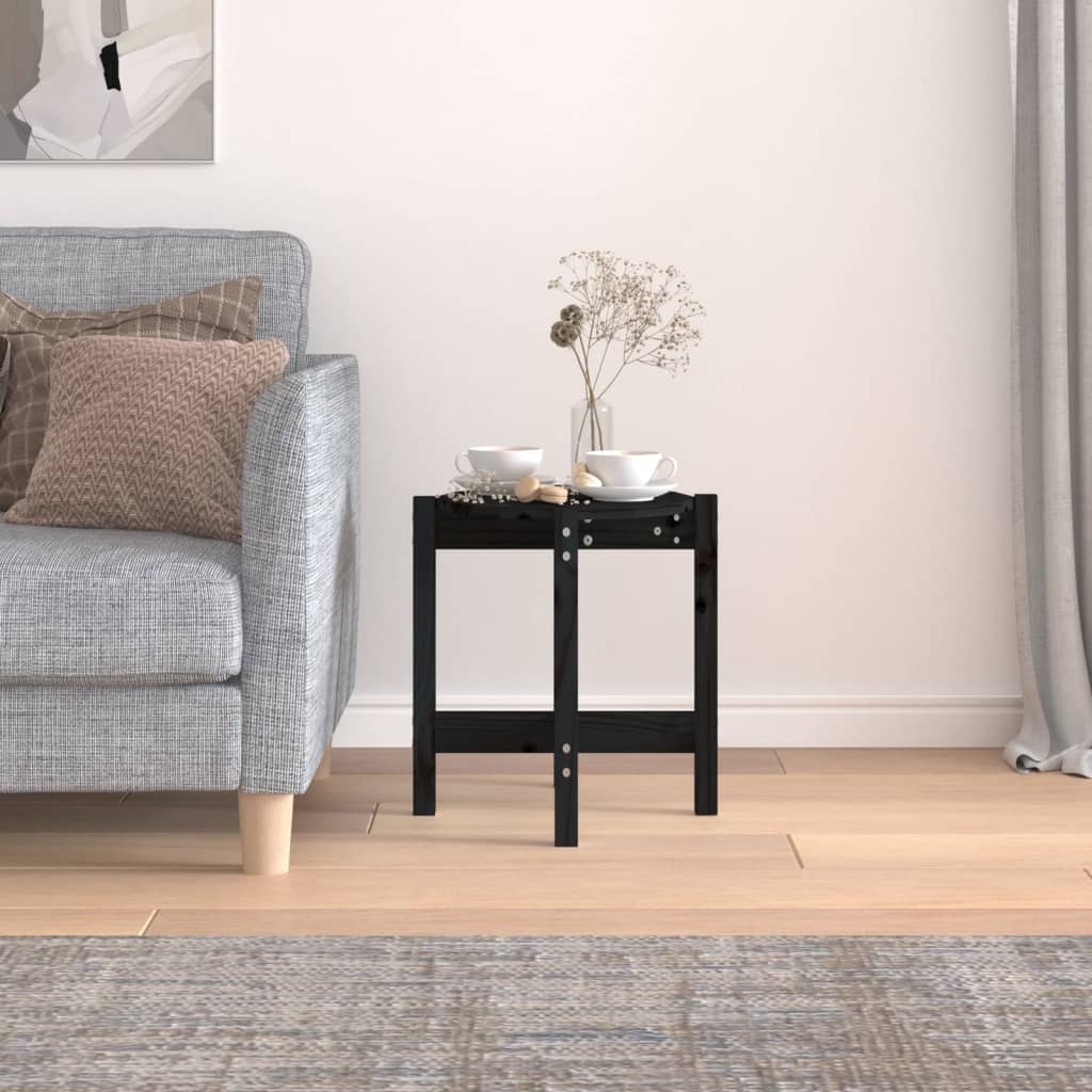 Table basse Noir Ø 42,5x45 cm Bois massif de pin - Tables basses