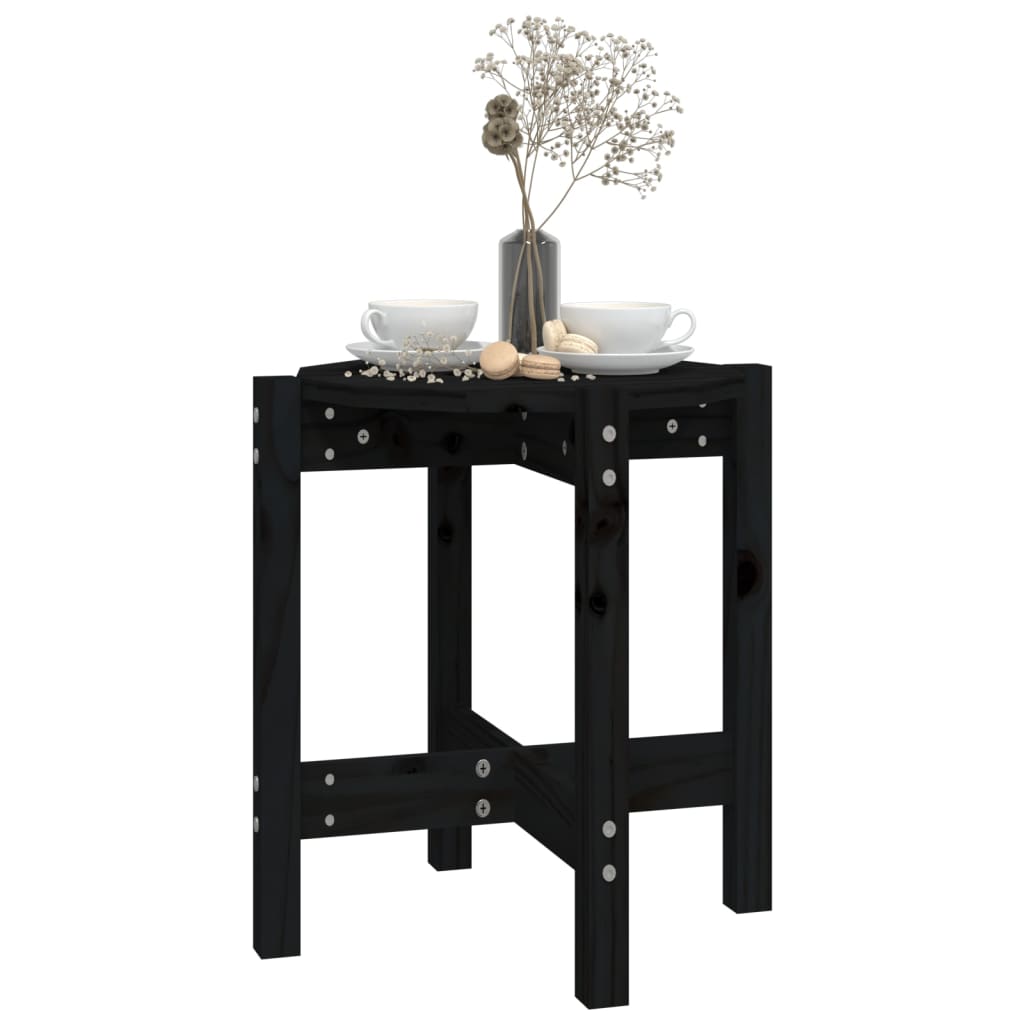 Table basse Noir Ø 42,5x45 cm Bois massif de pin - Tables basses